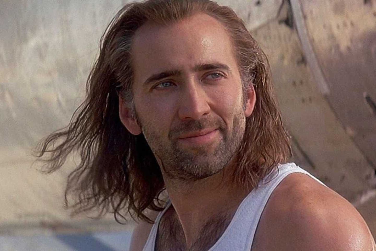 Nicolas Cage Spider-Noir inspired classic men’s haircut with side-swept styling